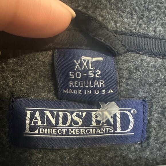Lands' End Polartec Quarter Zip Fleece Pullover Jacket Size XXL Gray Lightweight - Picture 2 of 9